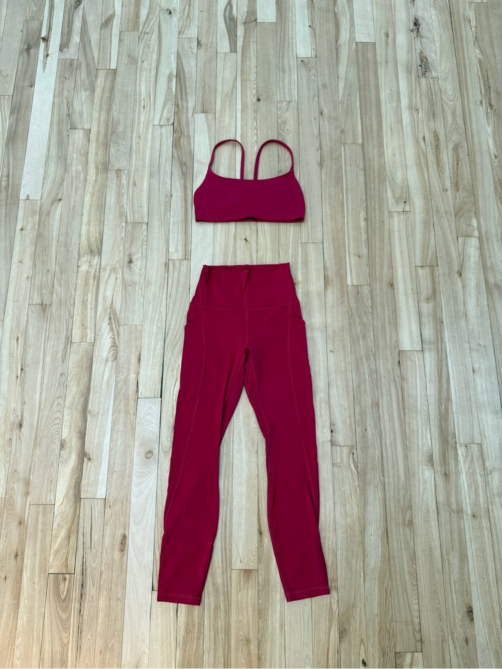 lululemon athletica Crimson High-Waist Leggings with Strappy Sports Bra